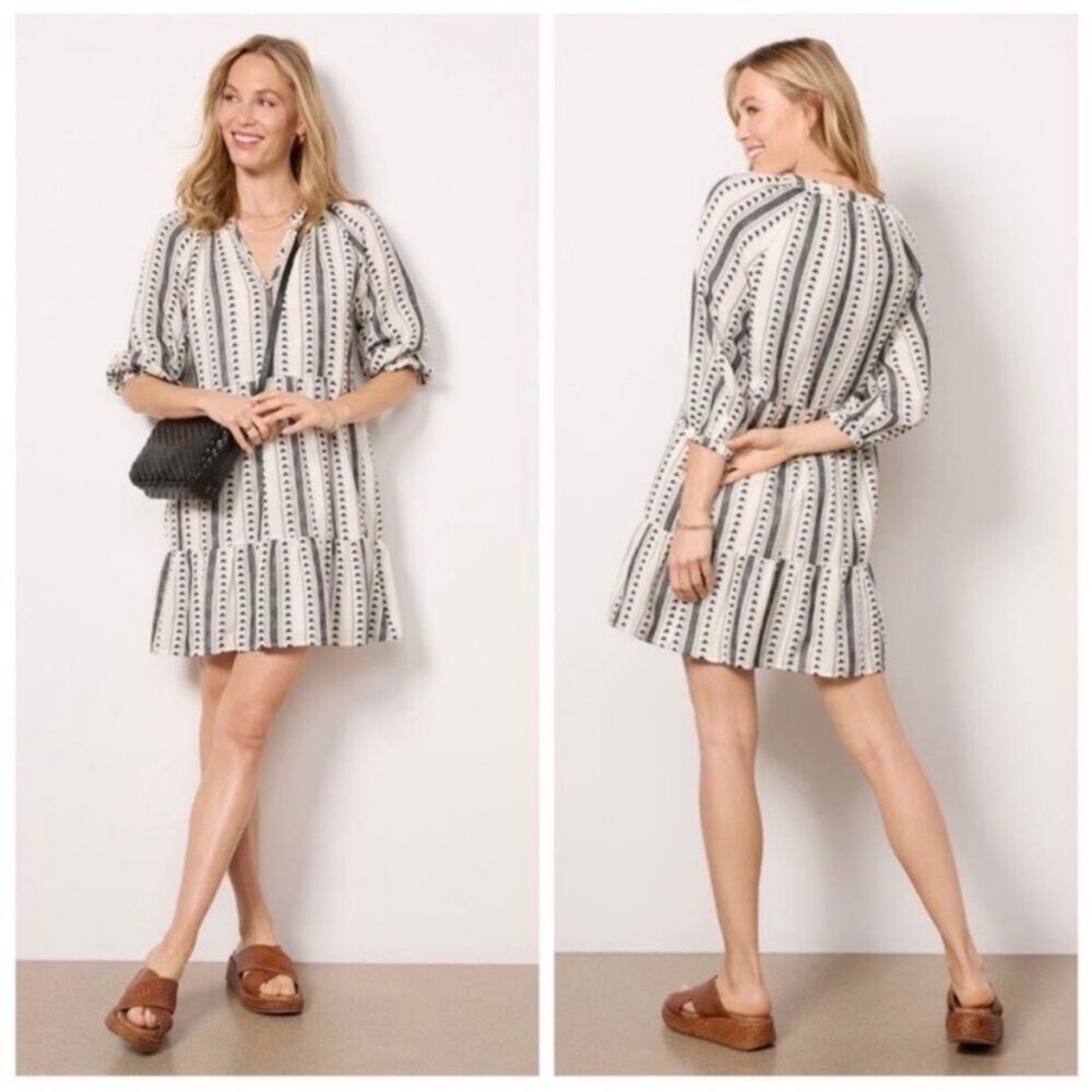 NWT Evereve Carolina Dress Tiered Mini L